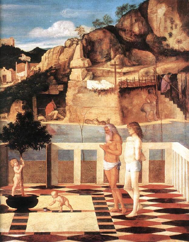 BELLINI, Giovanni Sacred Allegory (detail) dfgjik Norge oil painting art